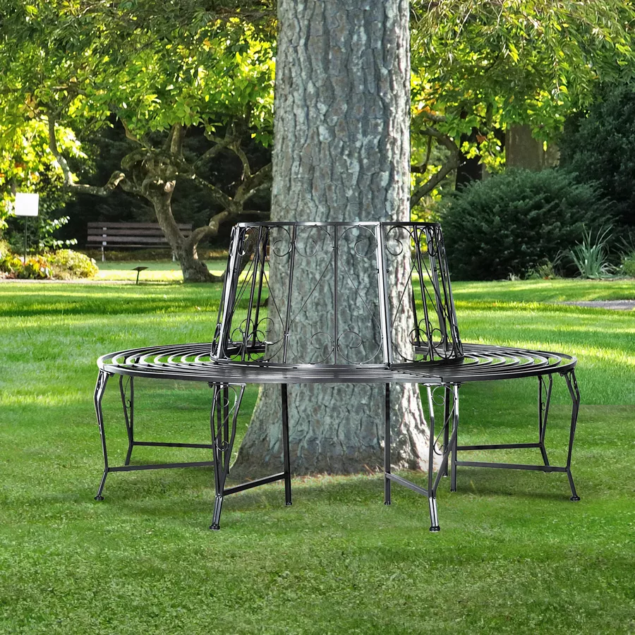 Outsunny Baumbank im geschmackvollen Design silber