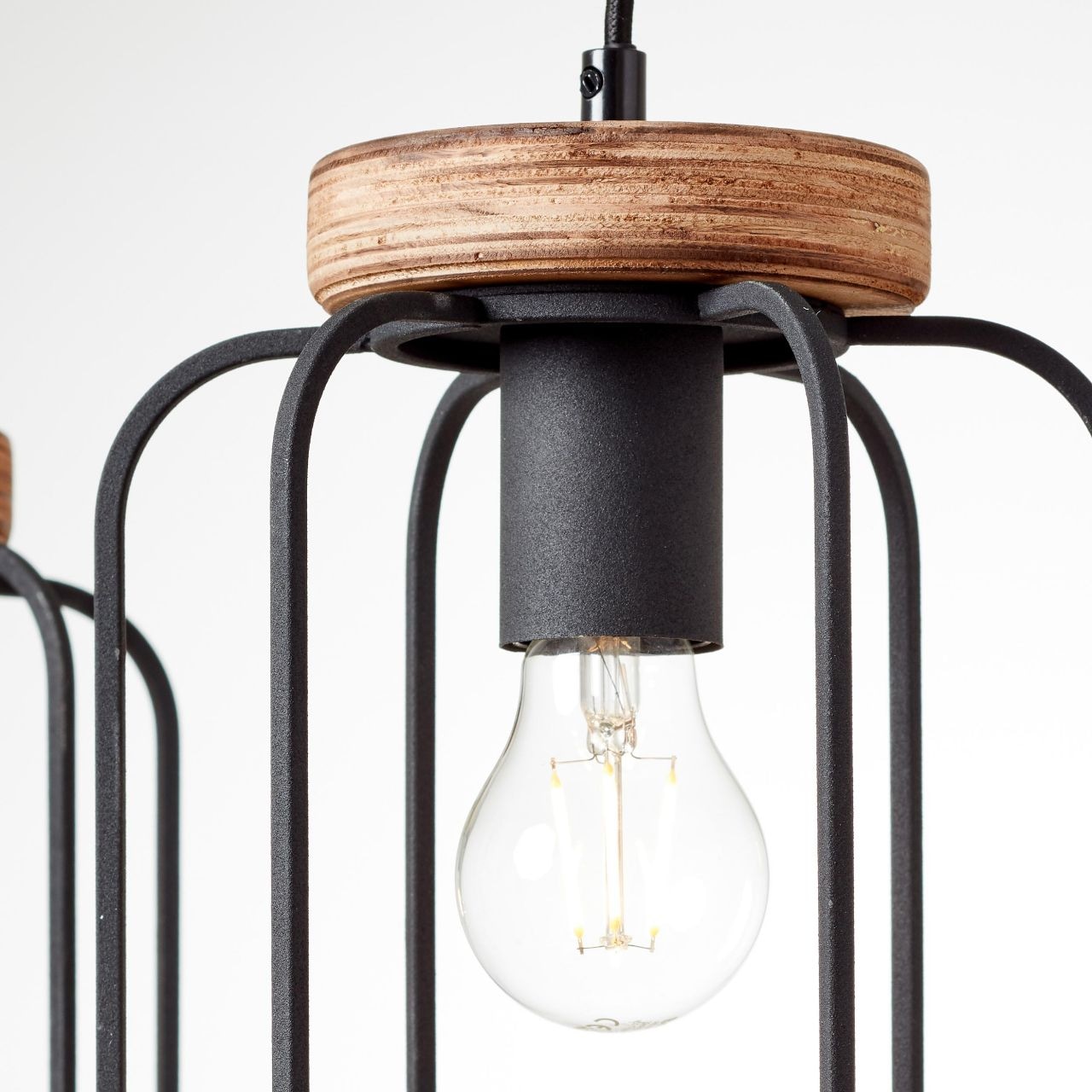 Brilliant Pendelleuchte »Tosh« E27 1 Stk. 3flg Reihe antik holz/schwarz korund