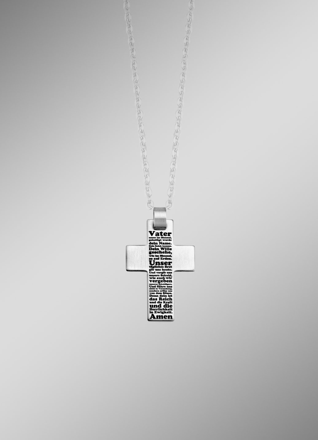 Mattierter Kreuz-Anhänger aus Edelstahl