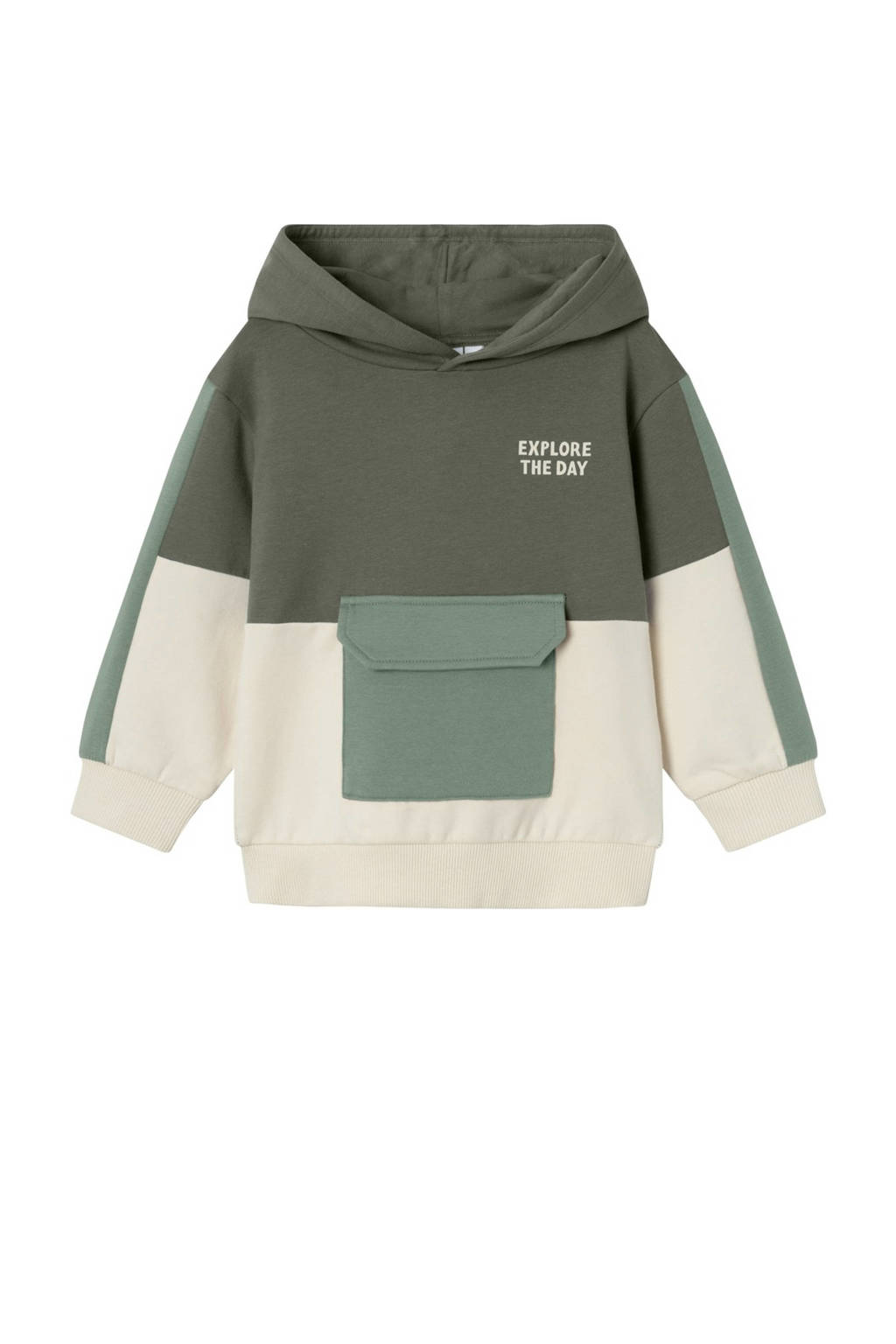 NAME IT sweater NMMOALLER olijfgroen/ecru
