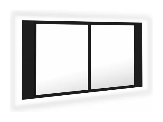 Armoire à miroir de salle de bain LED Noir 90x12x45 Acrylique