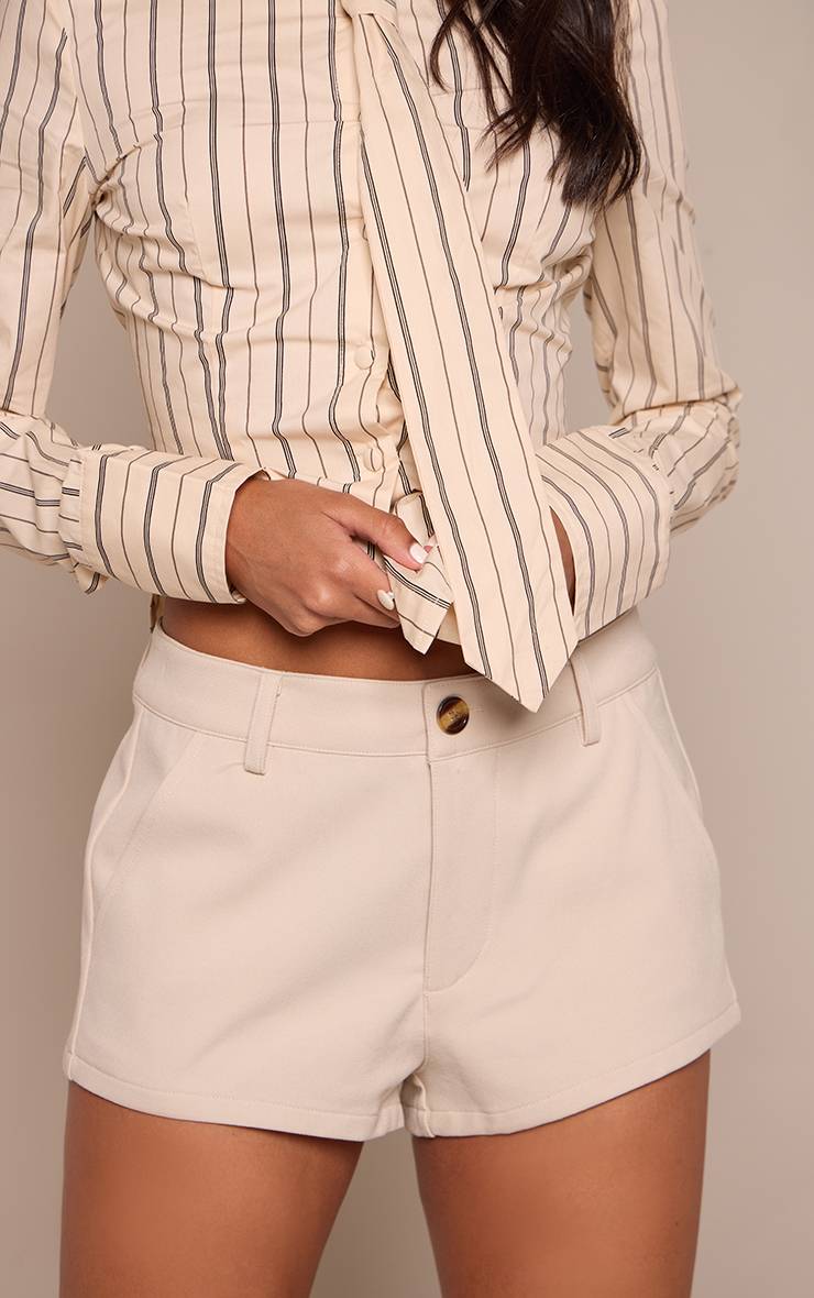Gris Pierre Short Micro Tissé Taille Haute