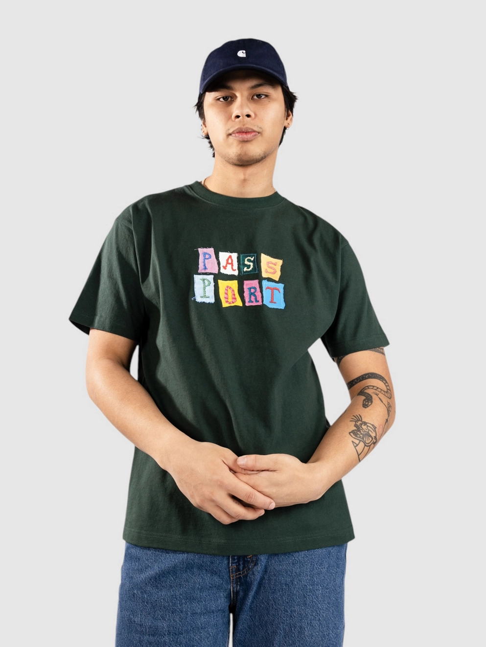 Pass Port Patchwork T-Shirt forest green