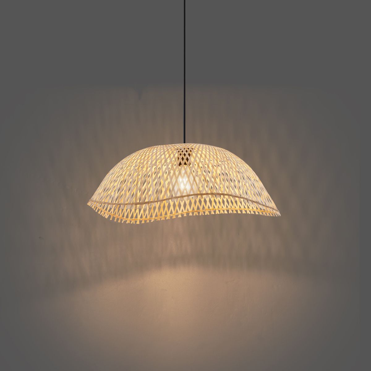 Bohemian hanglamp zwart met bamboe - Lily