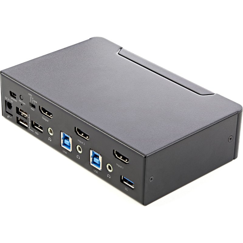 StarTech.com Commutateur KVM HDMI, 2 Ports - Moniteur Unique 4K 60Hz Ultra HDR - Commutateur KVM de Bureau HDMI 2.0 avec Hub USB 3.0 à 2 Ports (5Gbps) et 4x USB 2.0 HID, Audio - Commutation par Touches - TAA
