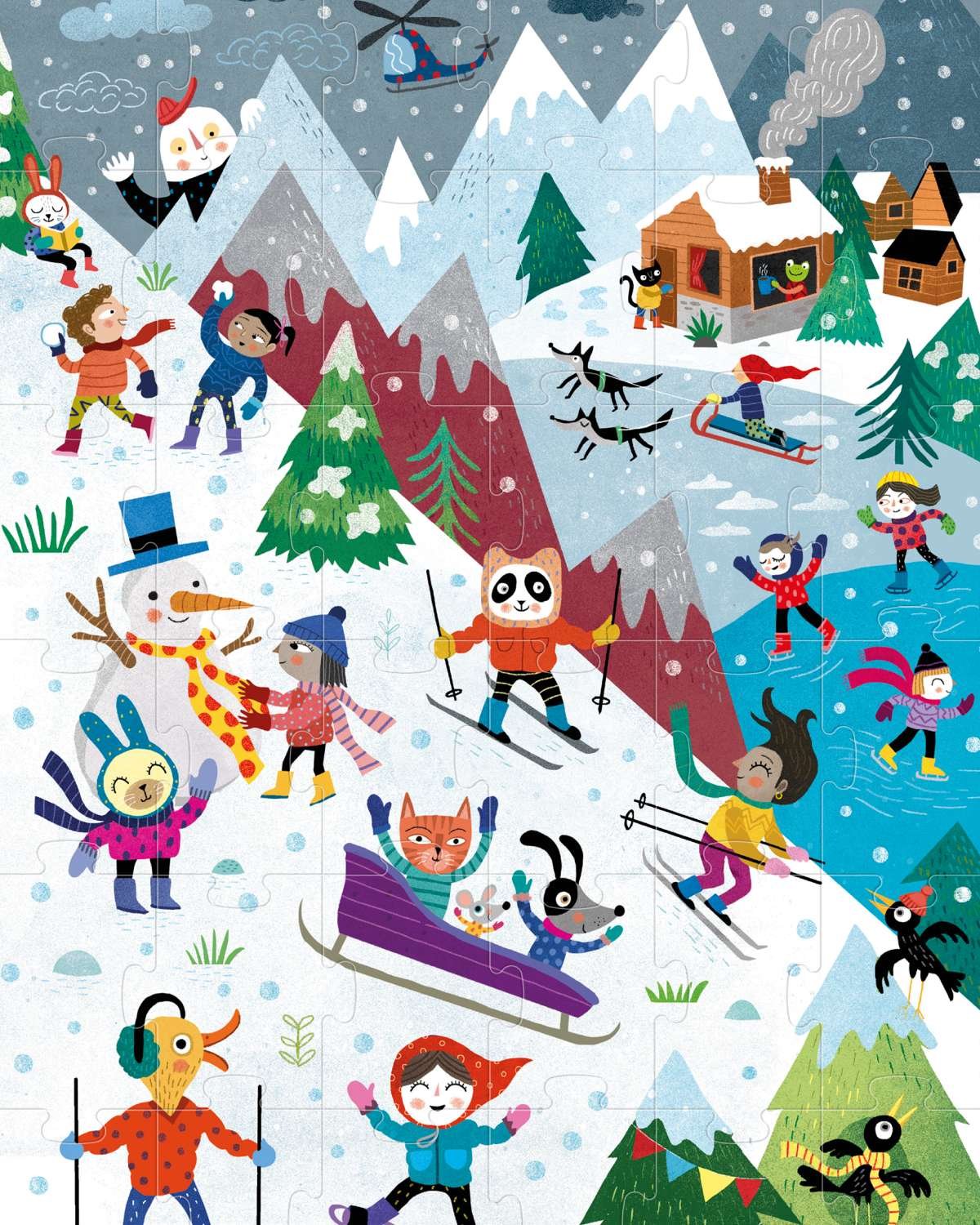 Puslespill 2i1 – Reversibelt Puslespill Barn 3år+ | Let’s go to the mountain
