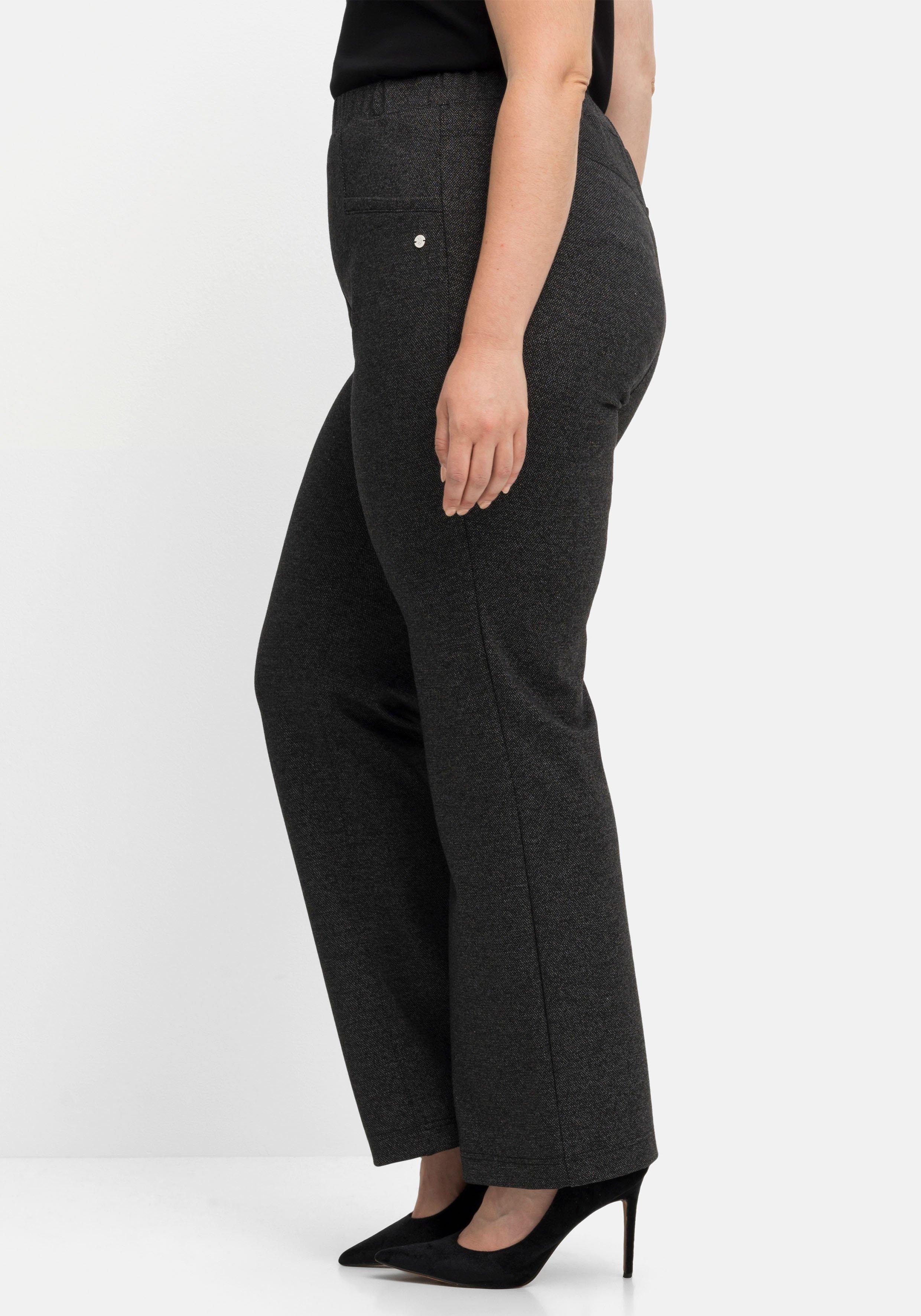 Bootcut-Hose mit Schlupfbund, Salz- und-Pfeffer-Optik