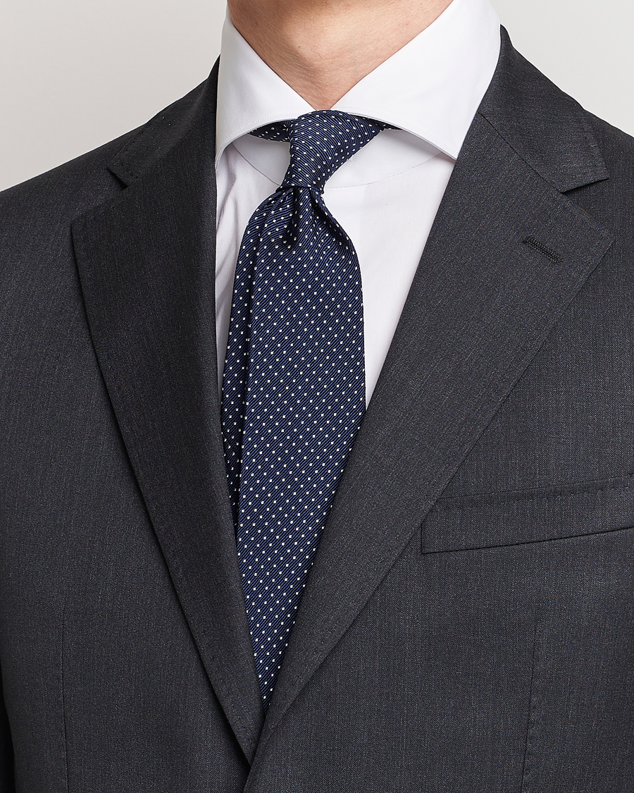 Amanda Christensen Micro Dot Classic Tie 8 cm Navy/White