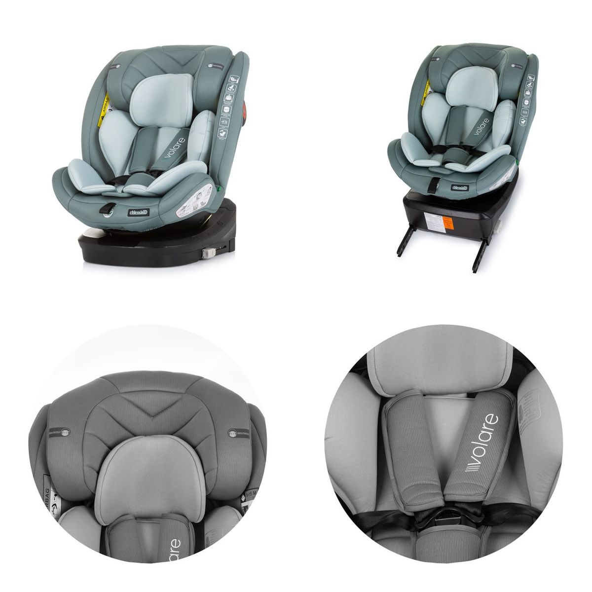 Chipolino Kindersitz Volare i-Size (40-150cm) Isofix, drehbar, SPS, Top Tether grün