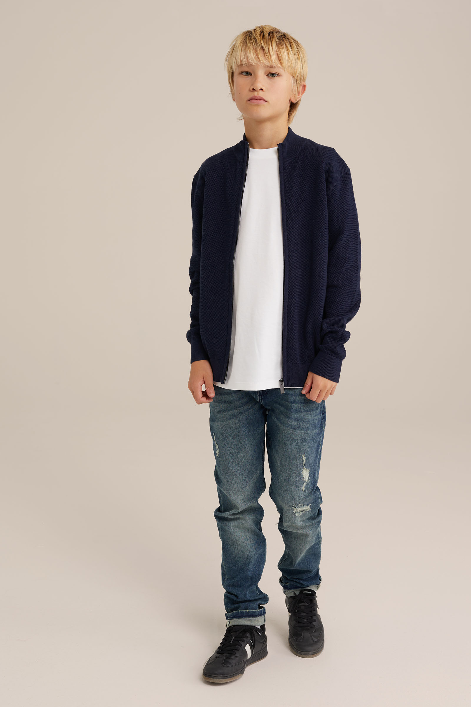 Jongens vest met structuur Blue Ridge Marineblauw