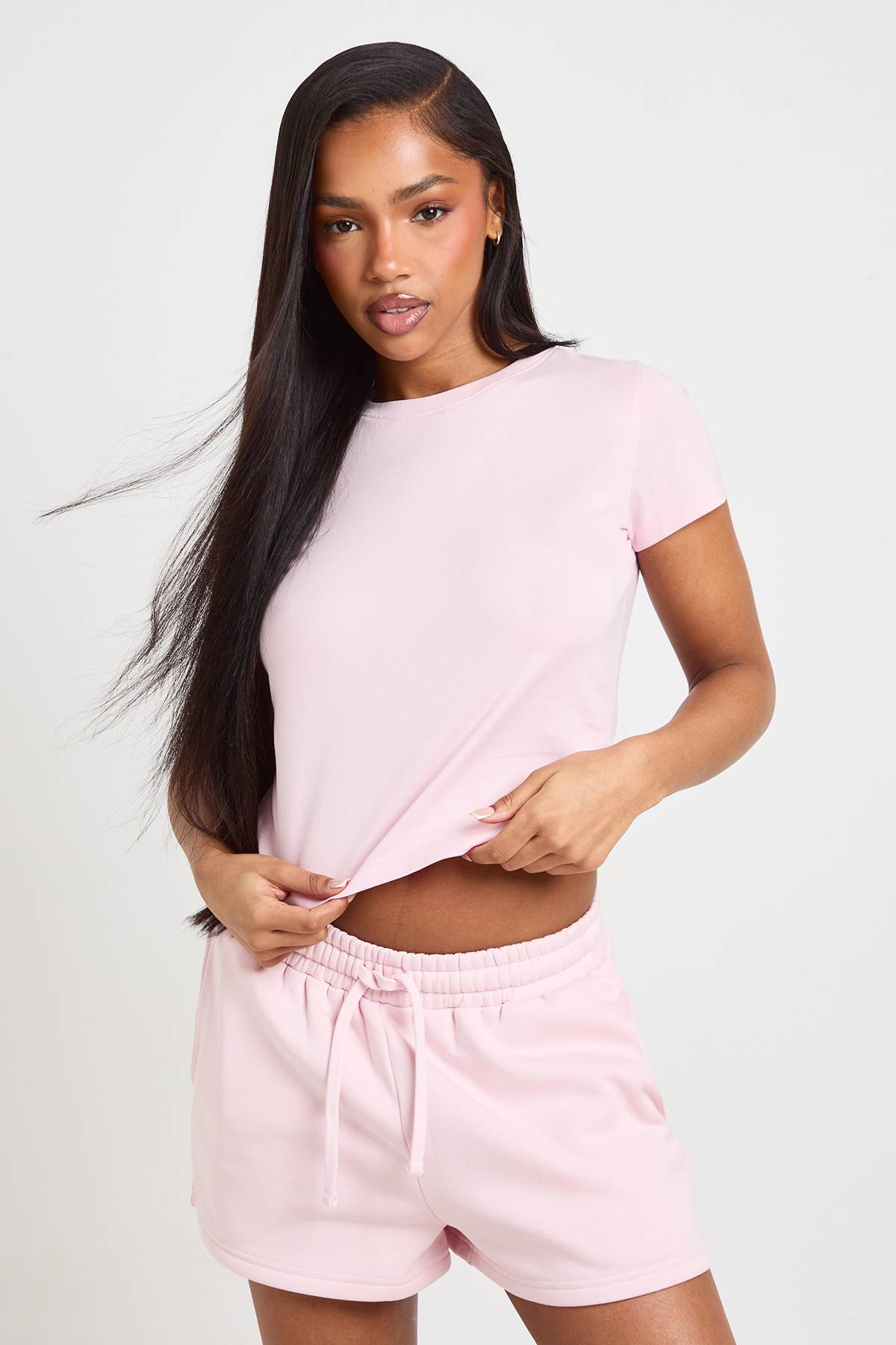 boohoo Ensemble Survêtement Haut Manches Courtes Et Short Molleton