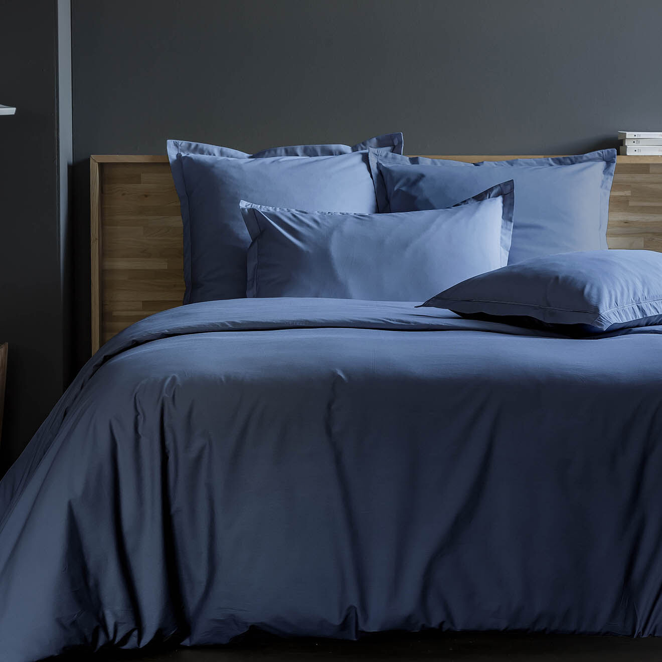 United by PDC Housse de couette 100% Percale de Coton Lira bleu jean