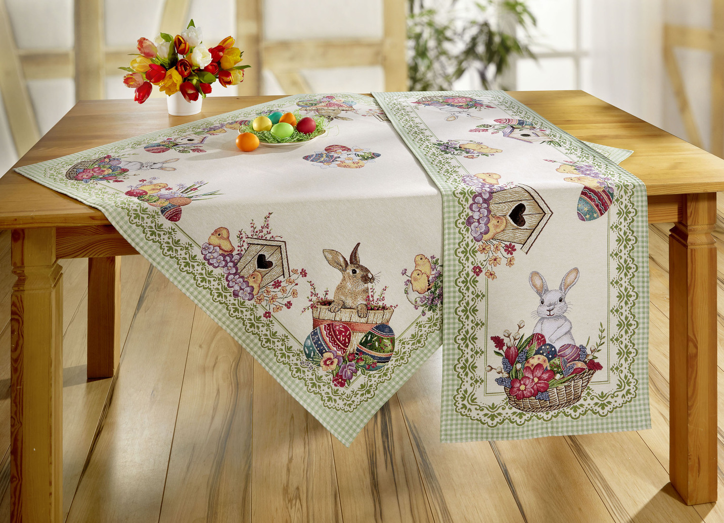 Gobelin Tischdecke und Kissenbezug