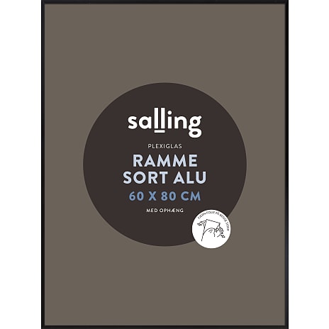 Sort ramme m. plexiglas - 60x80 cm
