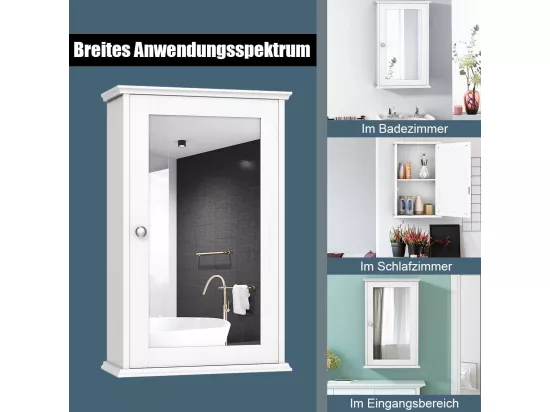 Armoire de salle de bain avec miroir, armoire miroir murale à 2 niveaux,avec etagère réglable