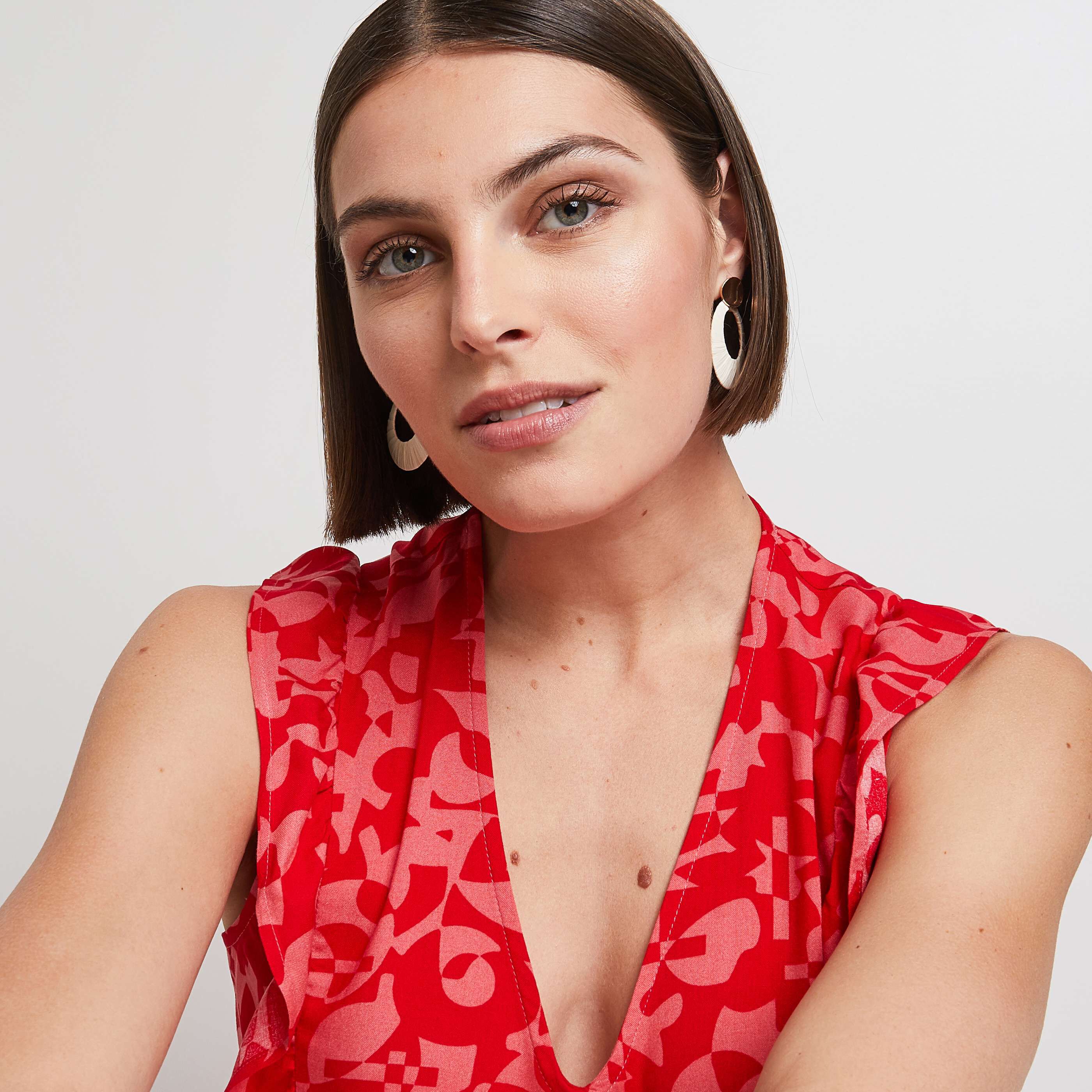 Robe longue imprimée femme - ROUGE