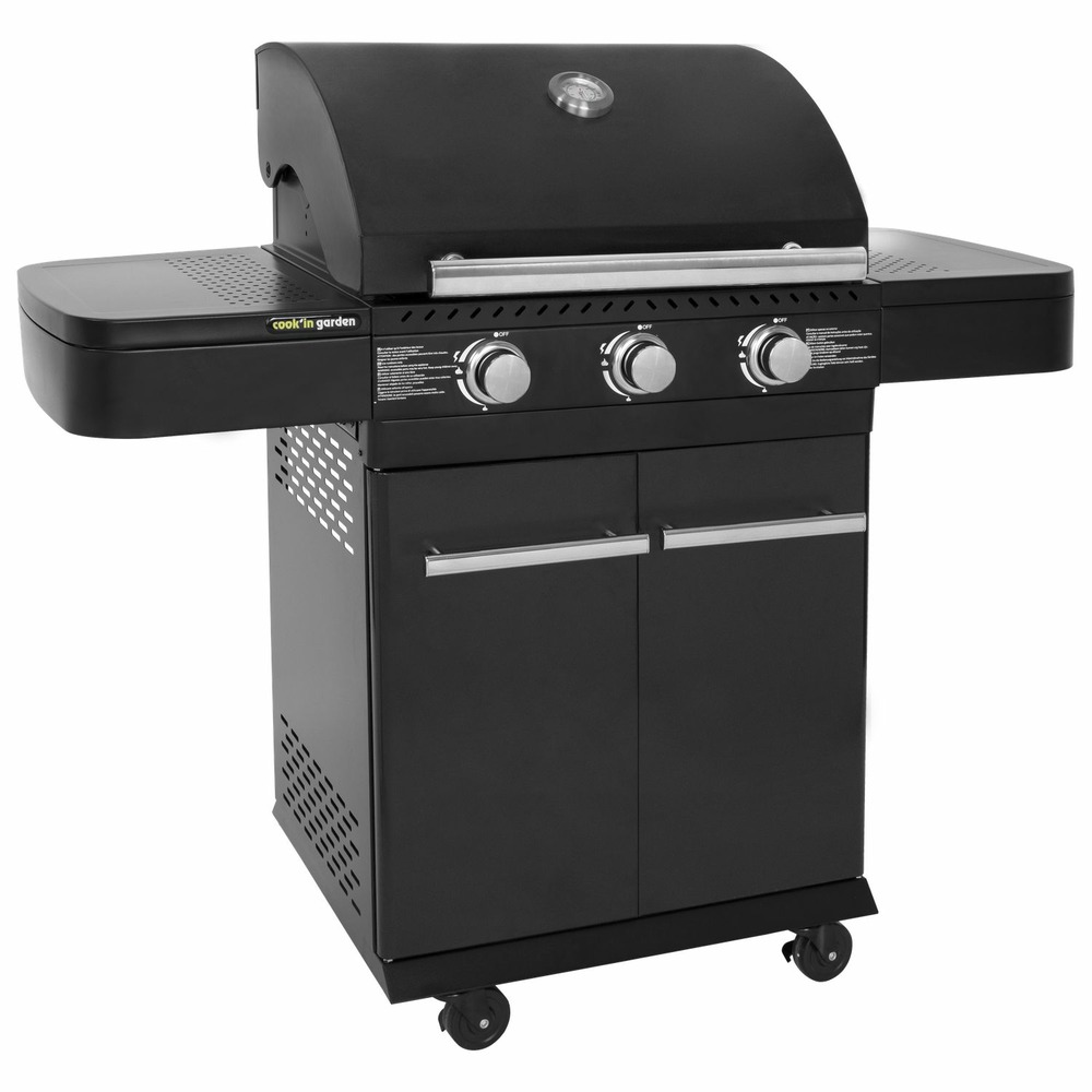 Cook'in garden - barbecue au gaz fyra avec thermomètre - 3 brûleurs