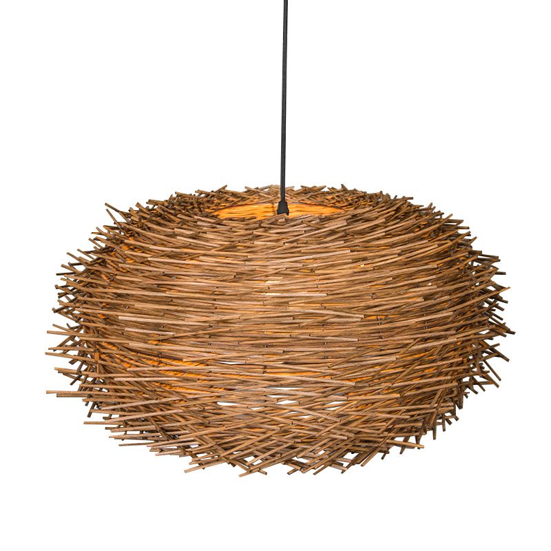 Landelijke hanglamp bruin rotan - Hatch 45