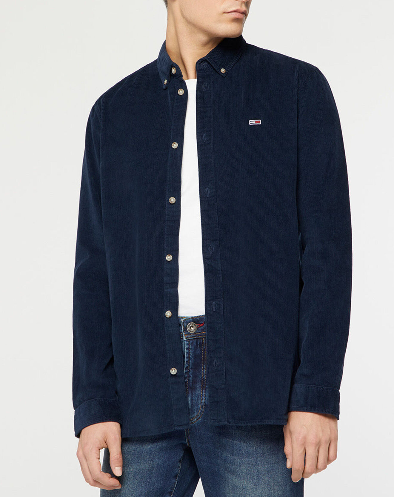 Tommy Jeans Chemise Regular en Velours côtelé Milleraies bleu marine