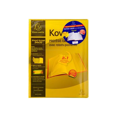 Exacompta Kover - Protège cahier avec rabats-pochettes - 24 x 32 cm - Disponible dans différentes couleurs translucides