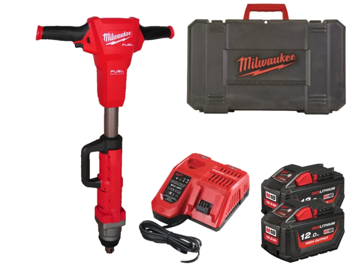 Milwaukee M18 FHIWF1R-122C 18V Li-ion rail slagmoersleutel (2x 12.0Ah accu) set in koffer - 2000Nm
