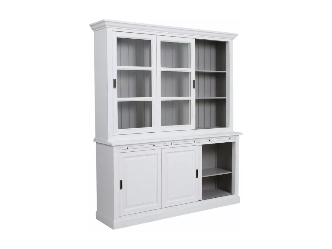 Buffet 3 portes vitrées Bois-MDF Blanc - Rhode Island Interior's
