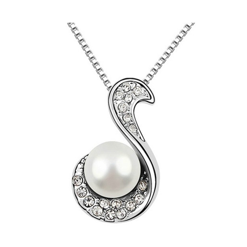 Pendentif Perle et Cristal Blanc