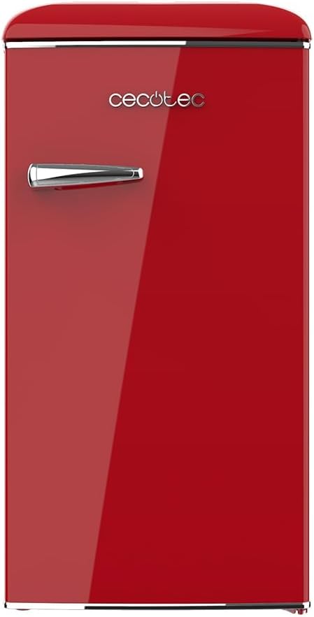 Cecotec Mini Frigo Bolero CoolMarket TT Origin 45 Rouge. Réfrigérateur de Table Rétro 45L, 55 cm de Haut, 44,7 cm de Large, Classe Énergétique E, Bac à Glaçons et Poignée Chromée, Rouge