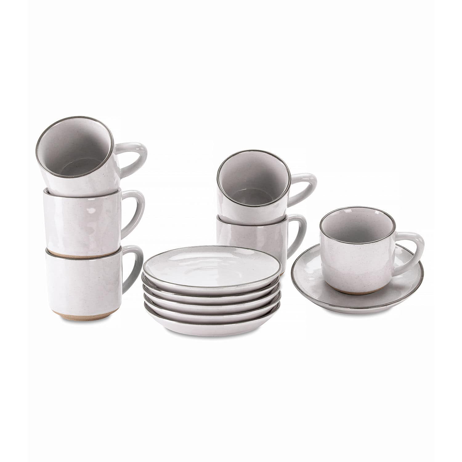 Tasse mit Untertasse 6er Set Biarré weiß