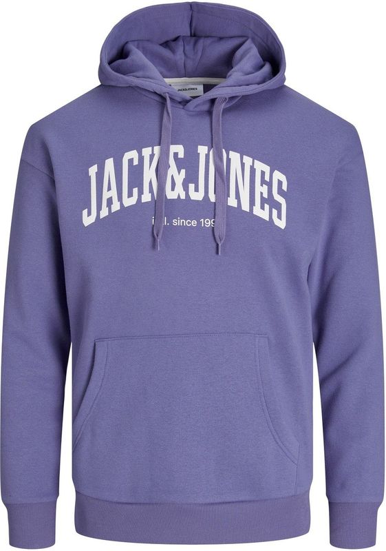 JACK & JONES Josh sweat hood regular fit, heren hoodie katoenmengsel met capuchon, paars