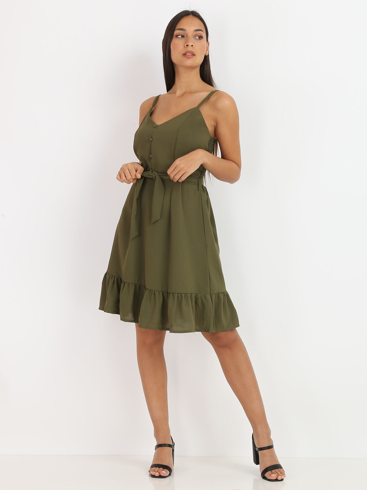 Robe à volant- Kaki