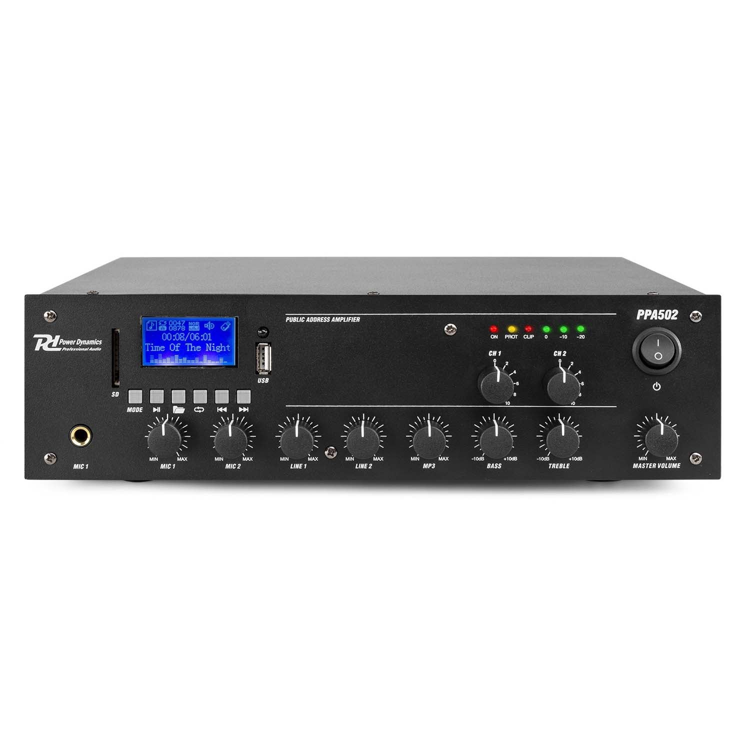 Power Dynamics PPA502 100V/70V & 4/8 Ohm 2-kanaals versterker - 50 Watt