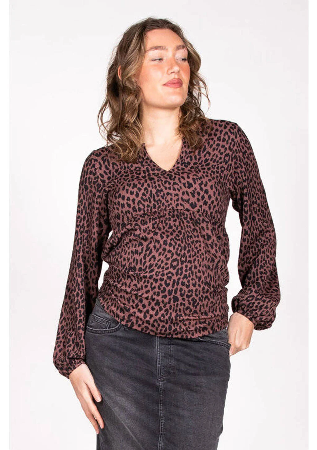 LOVE2WAIT zwangerschapstop met dierenprint bruin/zwart