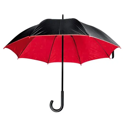 Macma Luxuriöser Regenschirm mit doppelter Bespannung, schwarz-rot
