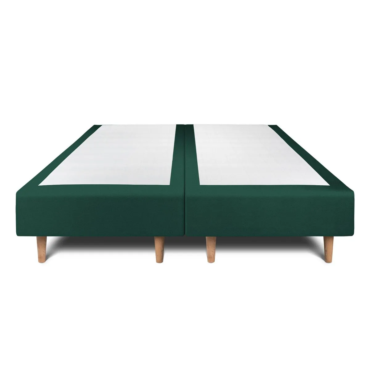 Sommeil de plomb Lit 160x200cm - Tête de lit lignes velours - Double sommier tapissier vert