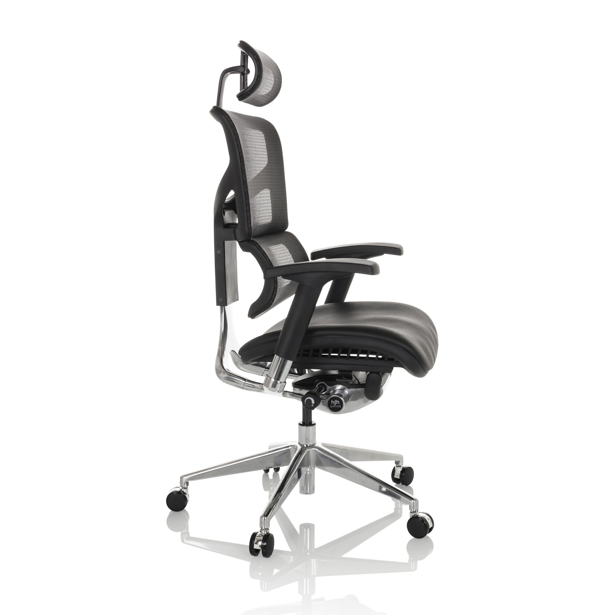 High End Bürostuhl ERGO-U2 LM Leder/Netzstoff mit Armlehnen (höhenverstellbar) hjh OFFICE