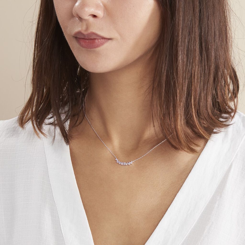 Collier Adonia Argent Blanc Oxyde De Zirconium Bleu