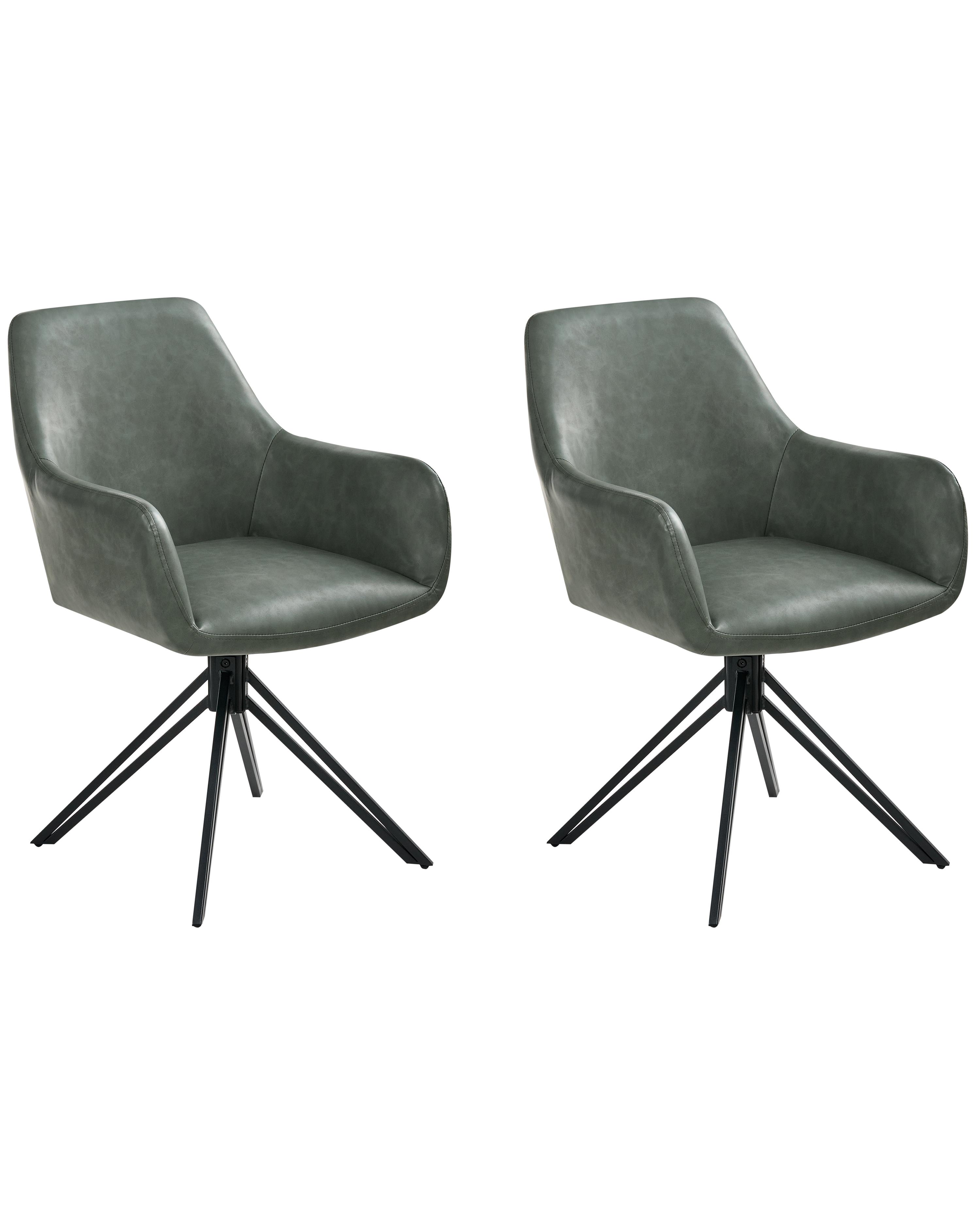 Set van 2 eetkamerstoelen SANSARC Kunstleer Donkergroen