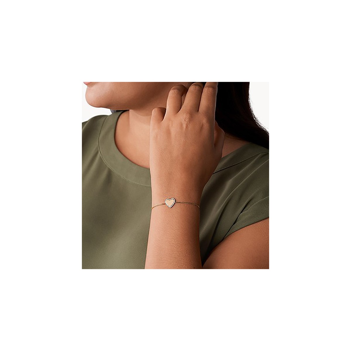 Bracelet Fossil Je t'aime doré rose