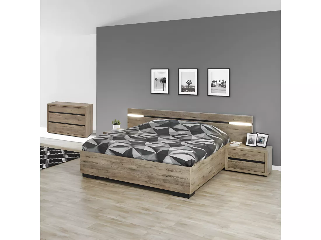 IRISA - Chambre 140x190cm avec Chevets et Commode