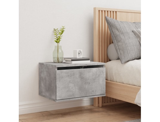 VIDAXL - Table de chevet murale avec lumières led gris béton
