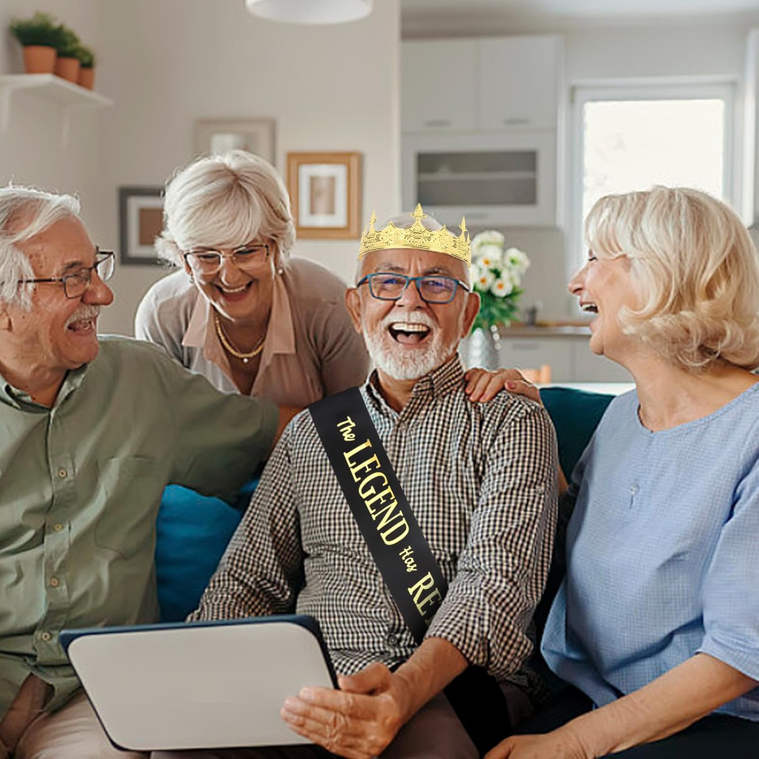 (Ø65cm) Pensionierungs Party Accessoire Renten Schärpe Ruhestands Abschieds Geschenk - Schwarz / Gold