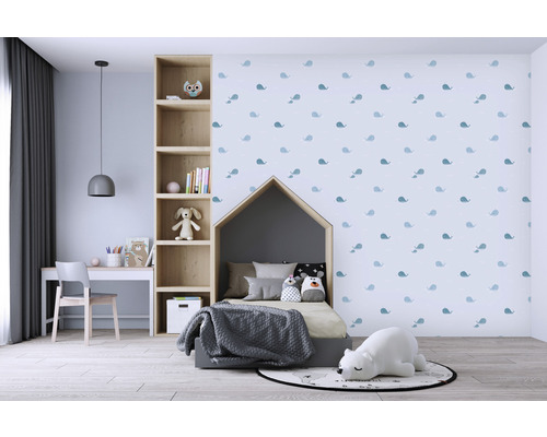 Vliesbehang 38144-1 Little Love walvissen blauwgrijs