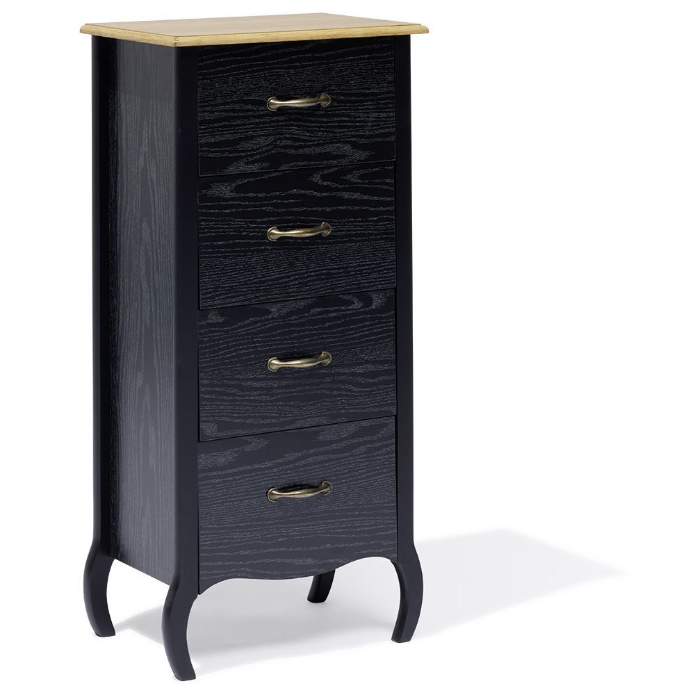 Chiffonnier Romane noir - L46,5xP30xH97,5 cm