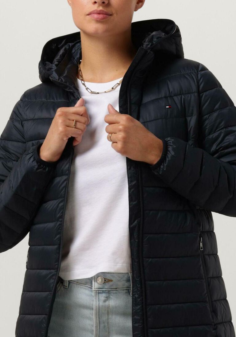 TOMMY HILFIGER blauwe tommy hilfiger gewatteerde jas lw padded global stripe coat