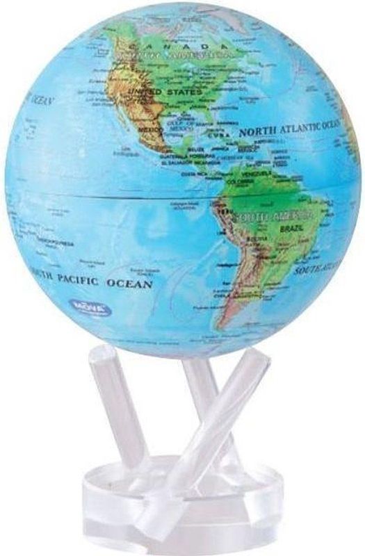 MOVA - Globe Relief Map - Blauw - 4.5 inch - Zonne-energie Rotating Globe
