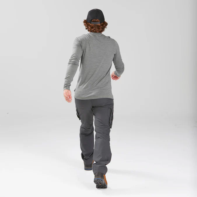 Decathlon Forclaz - Calça Cargo Masculina Forclaz para Viagem e Mochilão - TRAVEL 100 Cinza