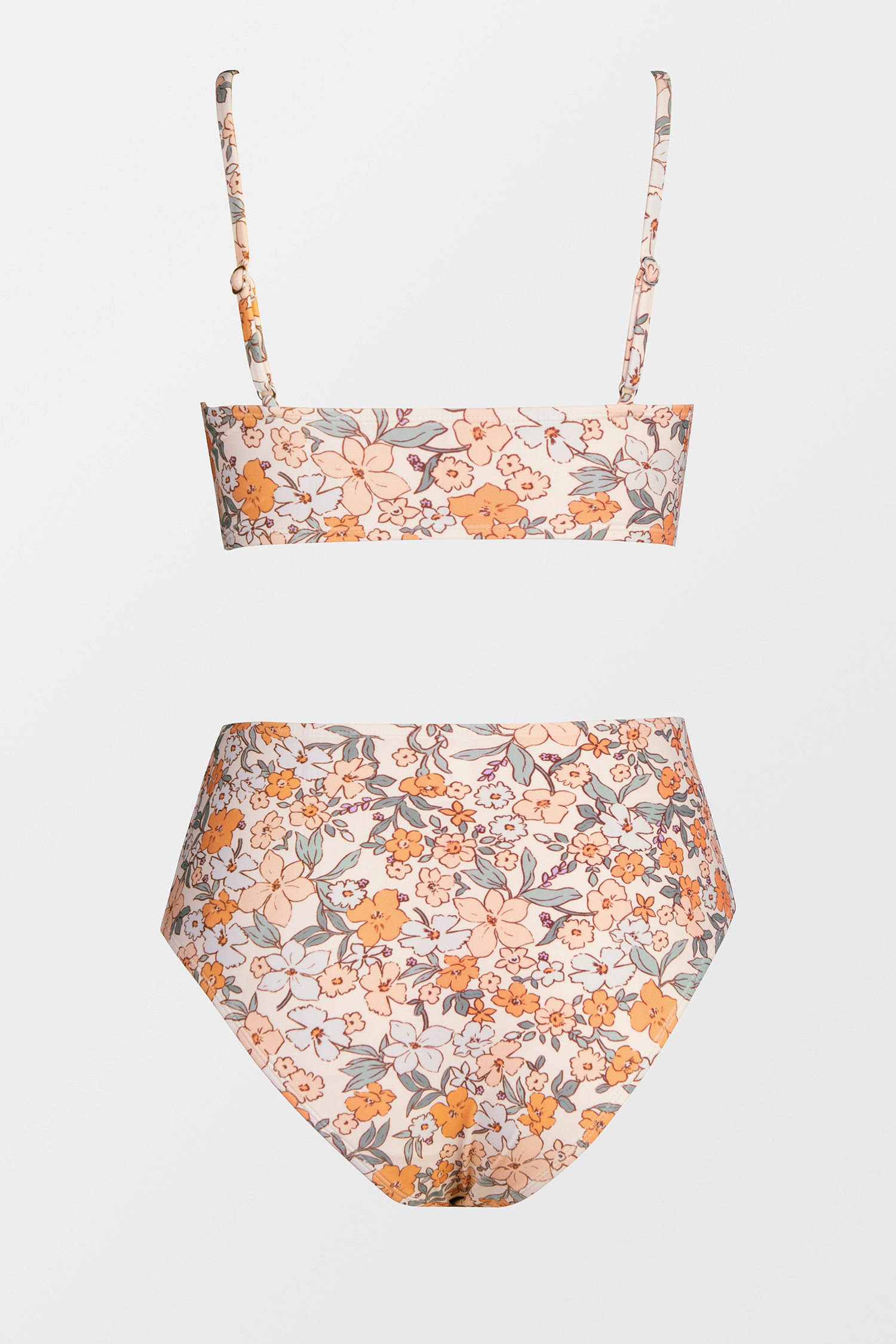 Bikini avec bralette torsadée florale et taille haute épissée
