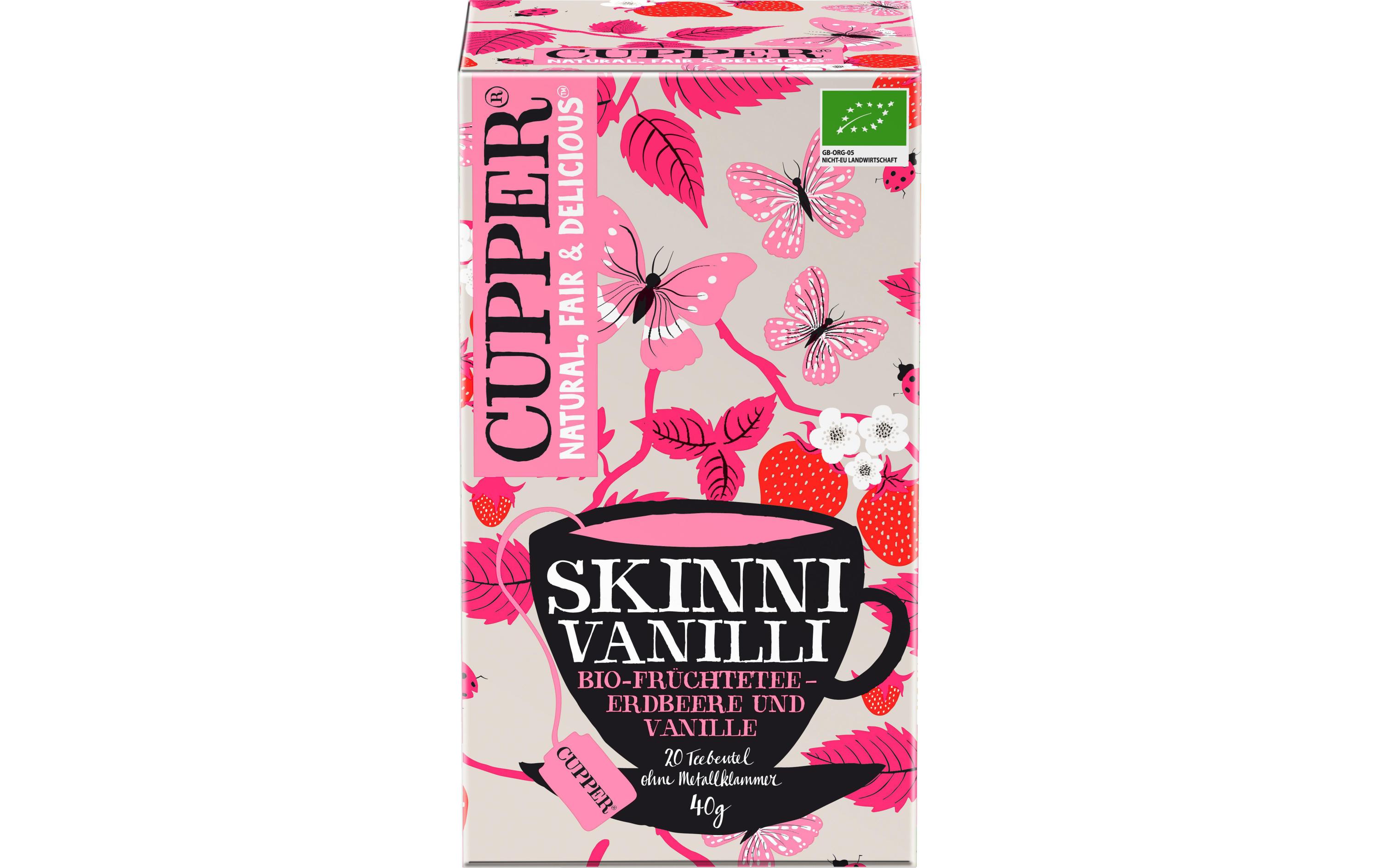 Teebeutel Bio Skinni Vanilli Früchtetee 20 StückFrüchtetee mit Erdbeere und Vanille