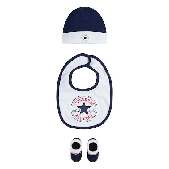 Ensemble Bonnet + Bavoir + Chaussons   Blanc        6-12 mois   de               Converse